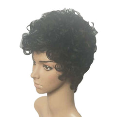 Black Ultra Short Afro Curly Wig - High Temp Fiber, Soft, Small Curls