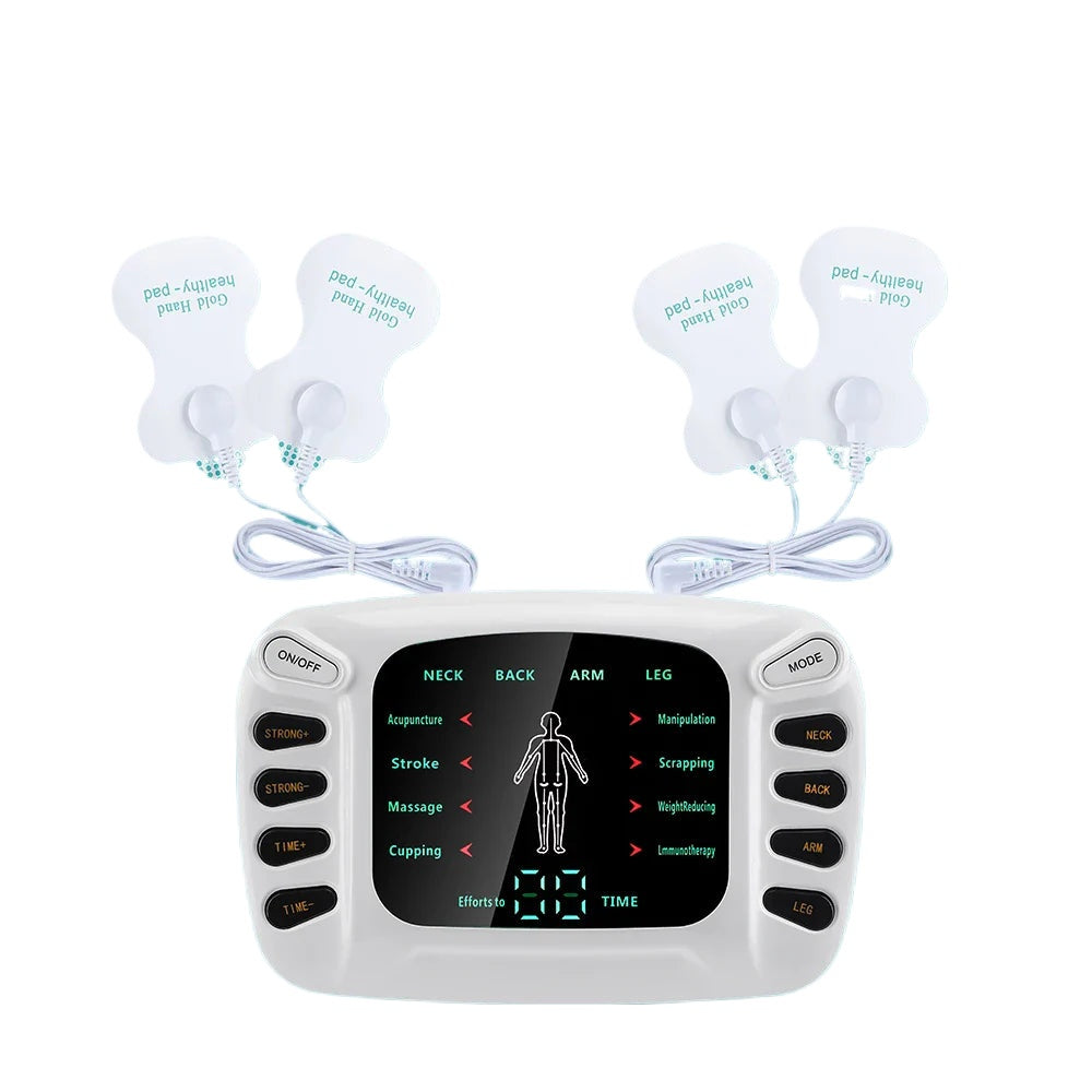 EMS Tens Machine Electric Physiotherapy, Muscle Stimulator with 8 Pads, Pulse Acupuncture for Back and Neck Massage