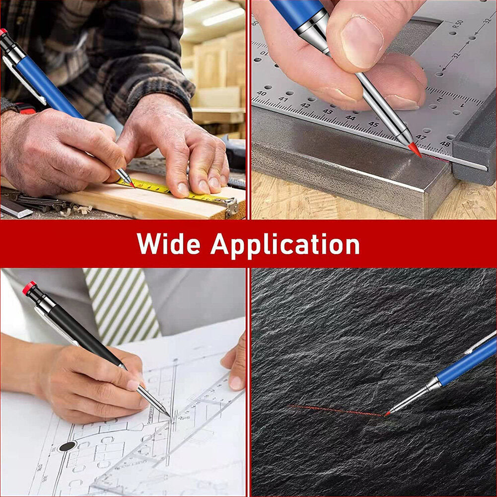 Solid Carpenter Pencil Set with Refills for Deep Hole Marking