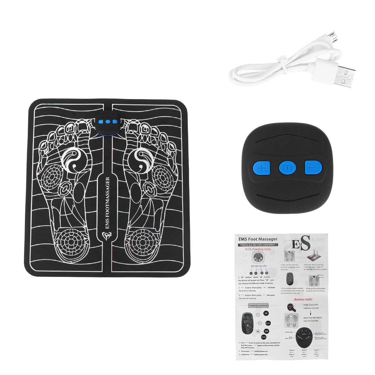 9-Level EMS Electric Foot Massager Pad - Blood Circulation & Muscle Stimulator, USB Rechargeable Mat