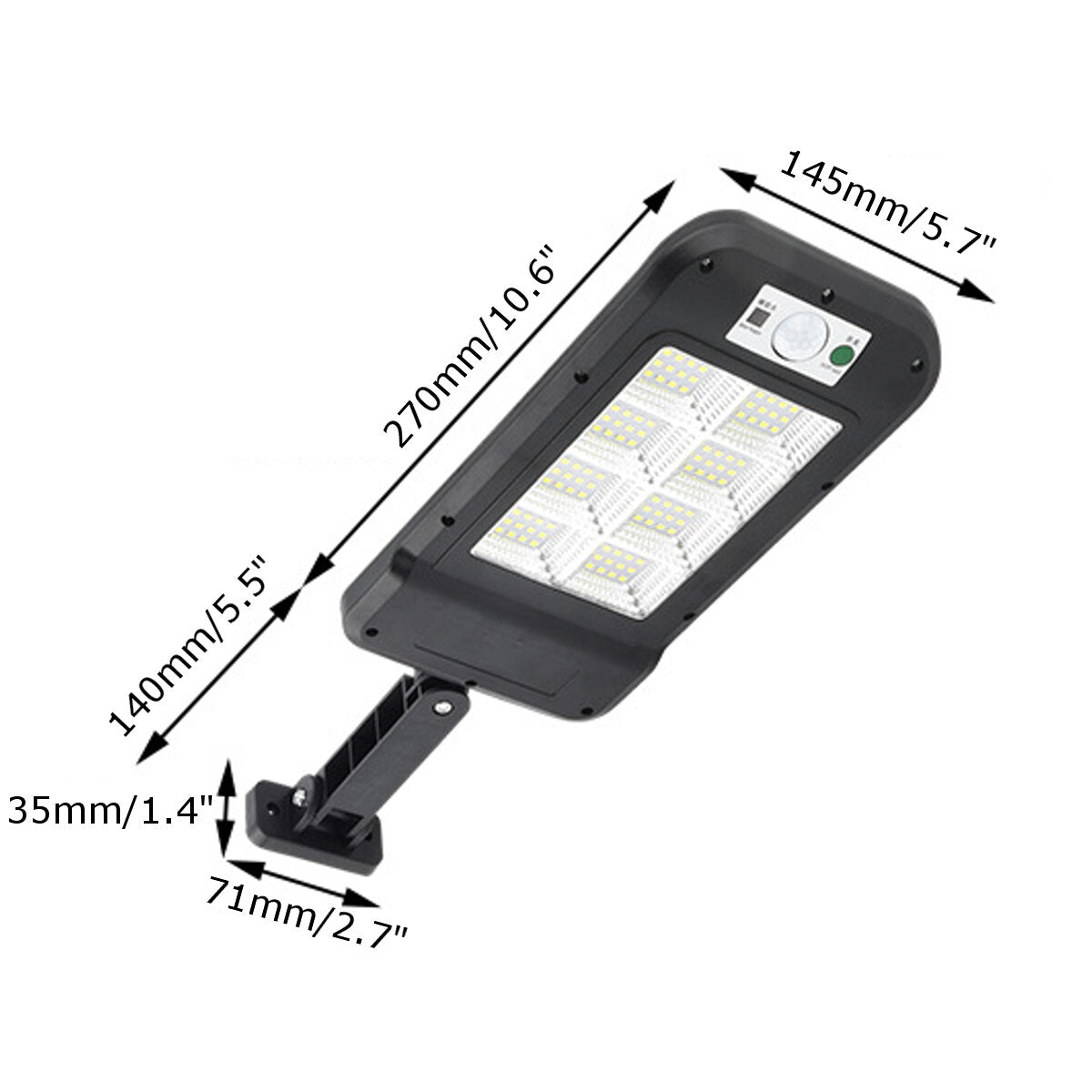 120/128/150/160 LED COB Solar Street Light with PIR Motion Sensor, Security Wall Lamp, IP67, Includes Pole