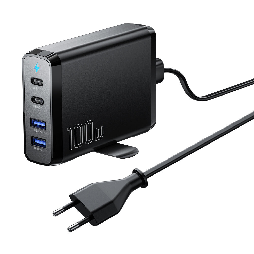 100 W GaN 4-Port USB PD-Ladegerät: 2 USB-C &amp; 2 USB-A Schnellladeadapter für iPhone, Samsung, Huawei, Oppo