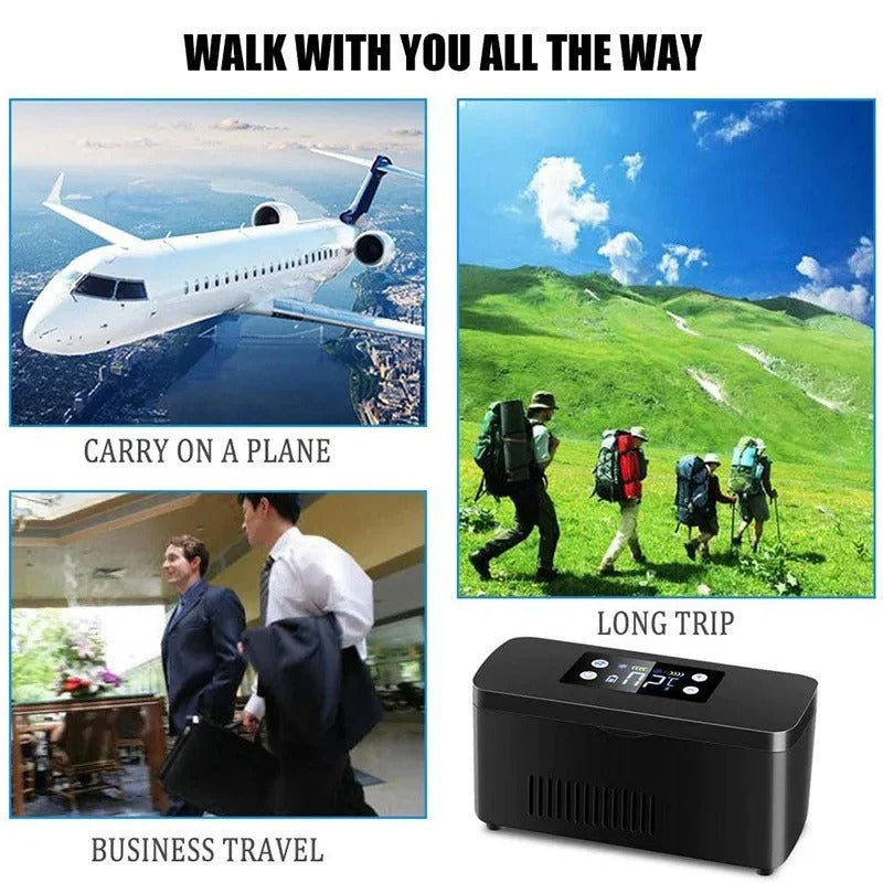 Portable Insulin Cooler Box | Travel Medicine Refrigerator | LCD Display for Diabetes & Serums
