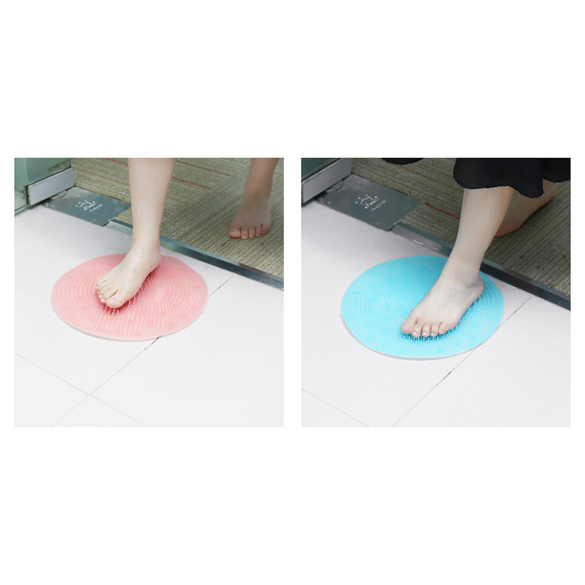 Silicone Bathroom Floor Mat with Suction Cups - Massage & Exfoliation Shower Pad