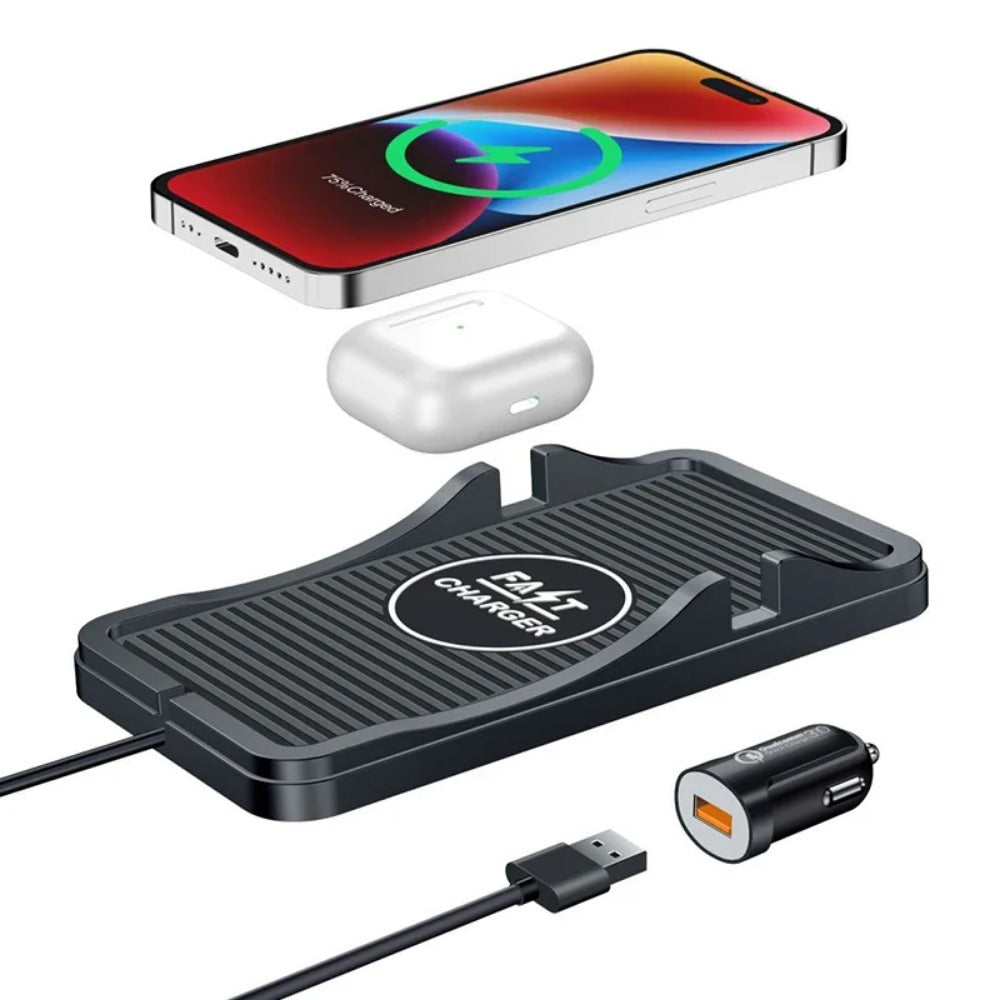 15W Fast Wireless Car Charger for iPhone 15 - Auto Clamping Phone Holder