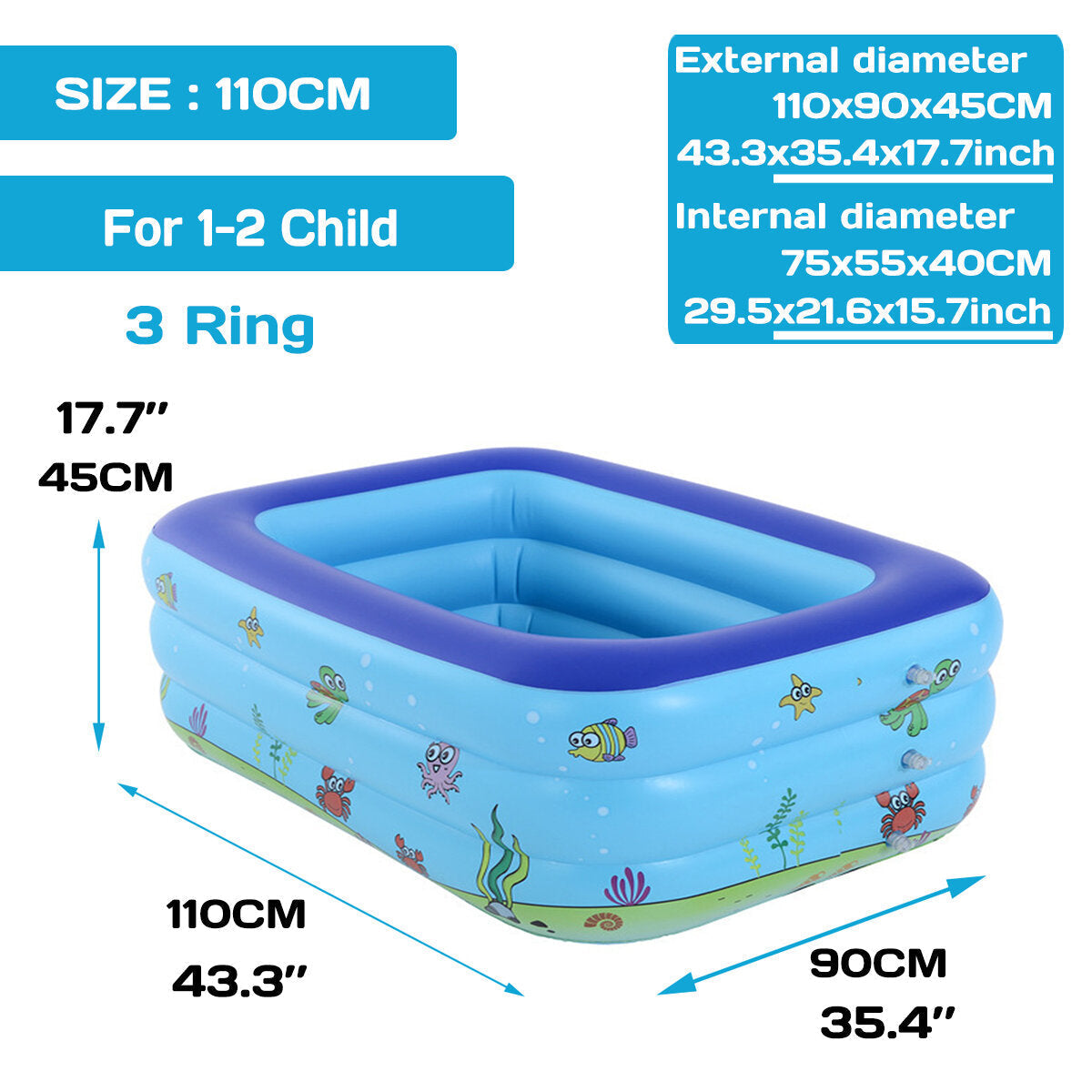 Children's Inflatable Pool Bathtub - Thickened, Wear-Resistant Bubble Bottom for Baby & Adult Home Paddling