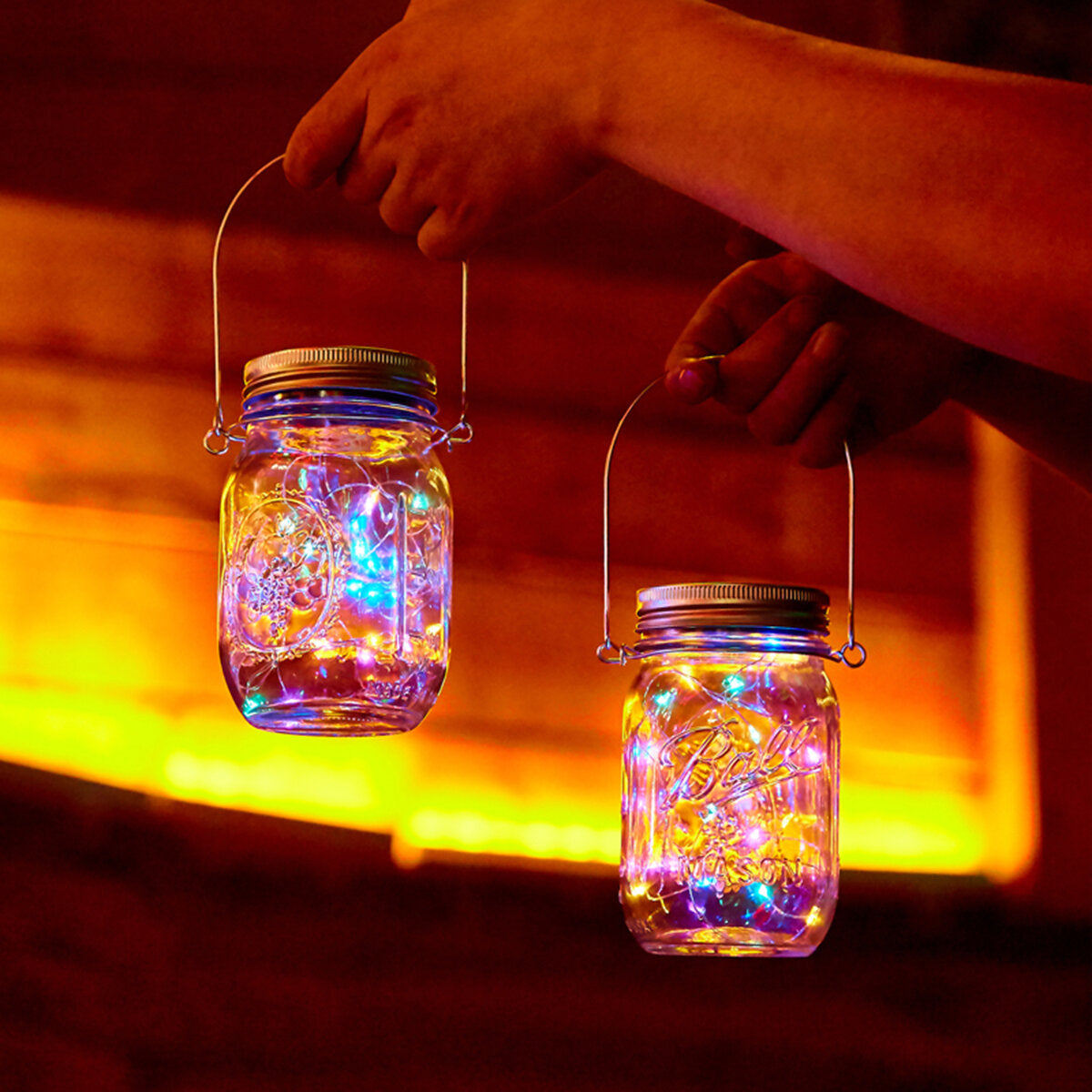 20 LED Solar String Lights - Mason Jar Lamps for Outdoor Garden Decor, Waterproof