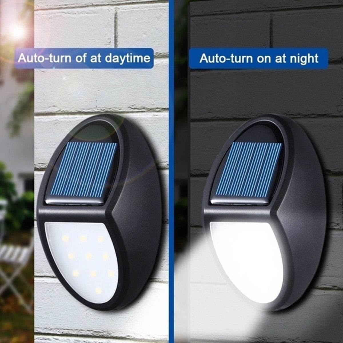 10 LED Solar Power Wall Light - Waterproof Outdoor Garden Yard Pathway Lamp