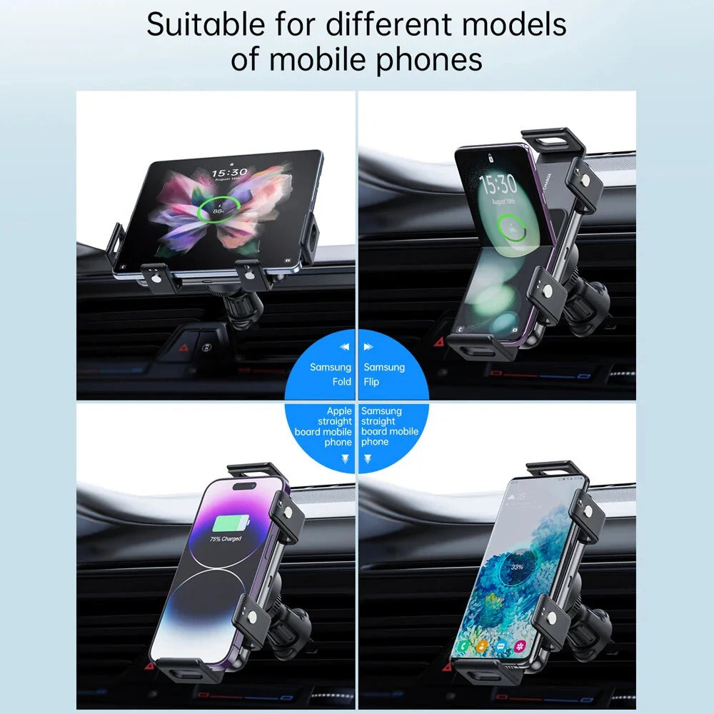 15W Fast Wireless Car Charger Mount for iPhone 15/14/13 and Samsung Galaxy Fold