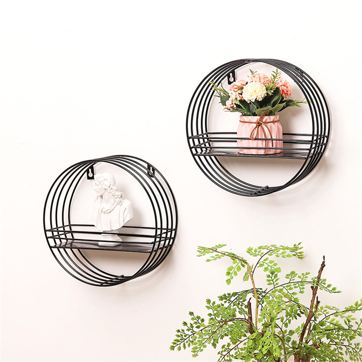 1-Tier Iron Wall Shelf - Hanging Storage Holder, Display Rack, Home Decor Organizer