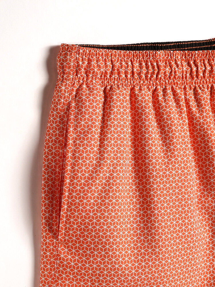 Schnelltrocknende Strandshorts mit Geo-Print und Kordelzug für Herren