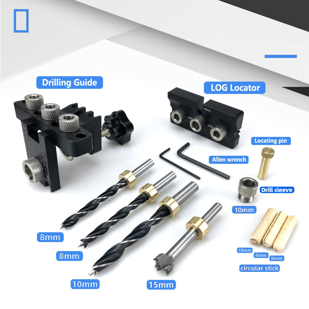 3-in-1 Precision Dowel Cam Jig Master Kit - Wood Hole Drilling Guide for DIY Woodworking