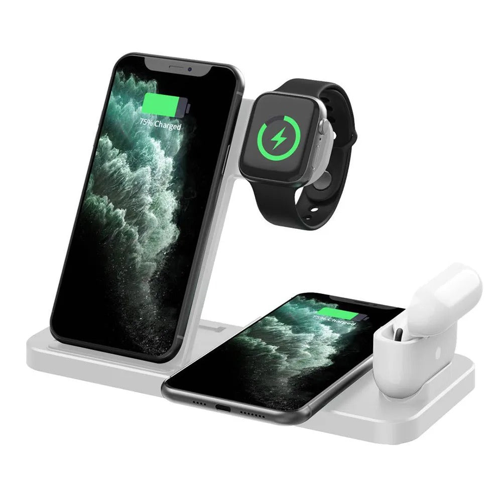 15W 4-in-1 Wireless Charger Dock for iPhone, Apple Watch, and AirPods Pro