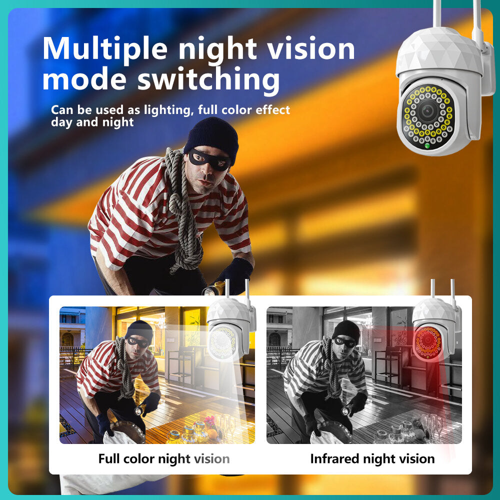 HD 2MP WiFi IP Camera - Waterproof, Infrared, Full Color Night Vision, 46 Lights Security Camera