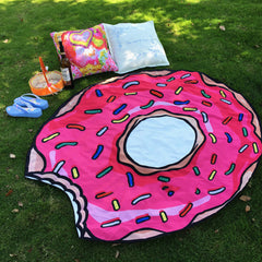 Round Yoga Mat Beach Blanket with Food Pattern - Towel, Shawl, Tapestry, Wall Hanging & Sunscreen