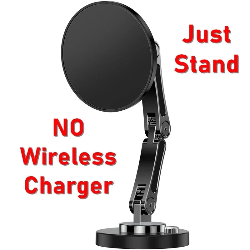 15W Magnetic Car Wireless Charger with 360 Degree Foldable Stand for iPhone & Samsung