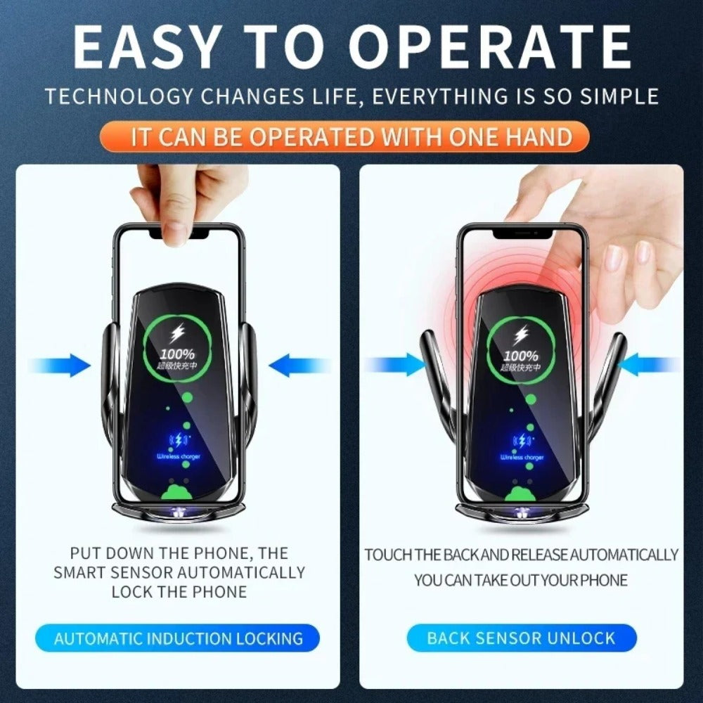 100W Wireless Car Charger Mount for iPhone 14/13/12/11 Pro, Samsung, Xiaomi - Fast Charging