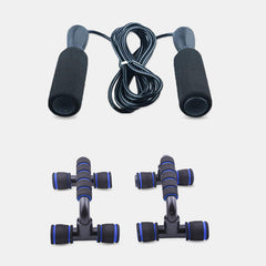 Gym Fitness Equipment: Ab Roller, Push Up Bar, Jump Rope Set - Muscle Trainer Kit