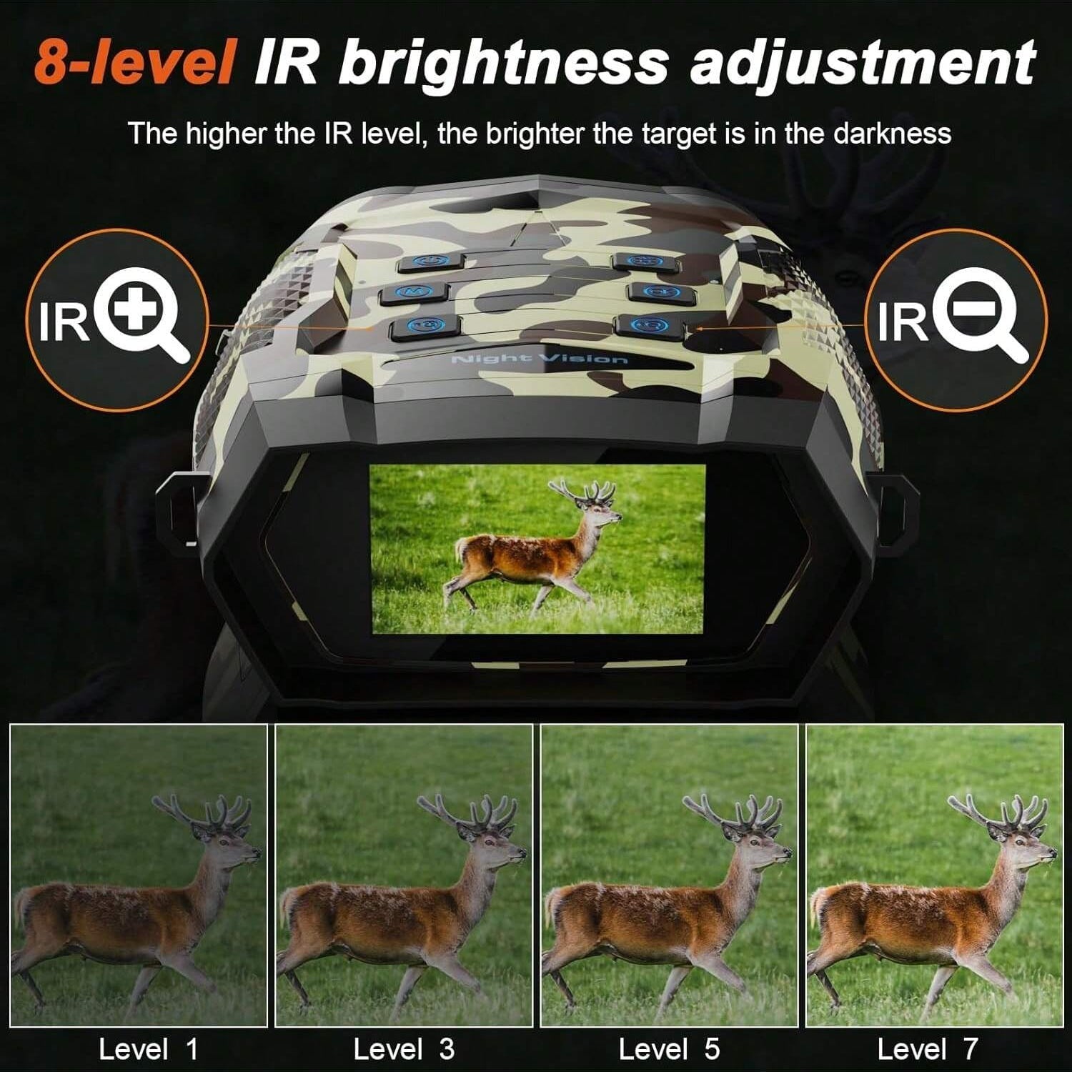 48MP 4K Night Vision Goggles, Digital Infrared Binoculars with 8X Zoom, 2000FT Range, 3'' Screen, 8 IR Levels for Camping, Hiking, Hunting