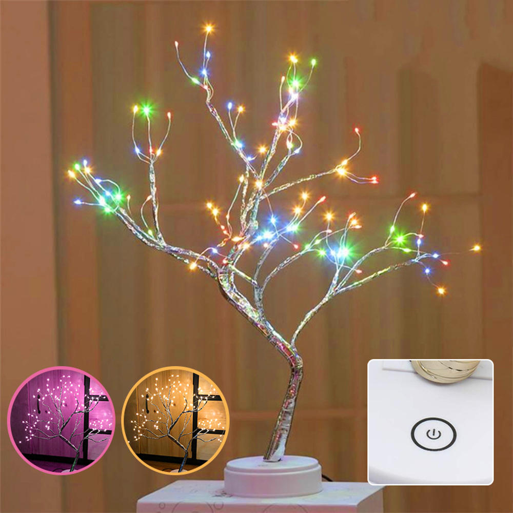 108 LED USB Copper Wire Firefly Tree Touch Control Night Lamp - Christmas String Light Holiday Decoration