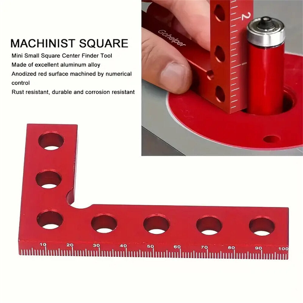 Compact Aluminum Alloy Center Finder Tool - 50x100mm Mini Square Ruler