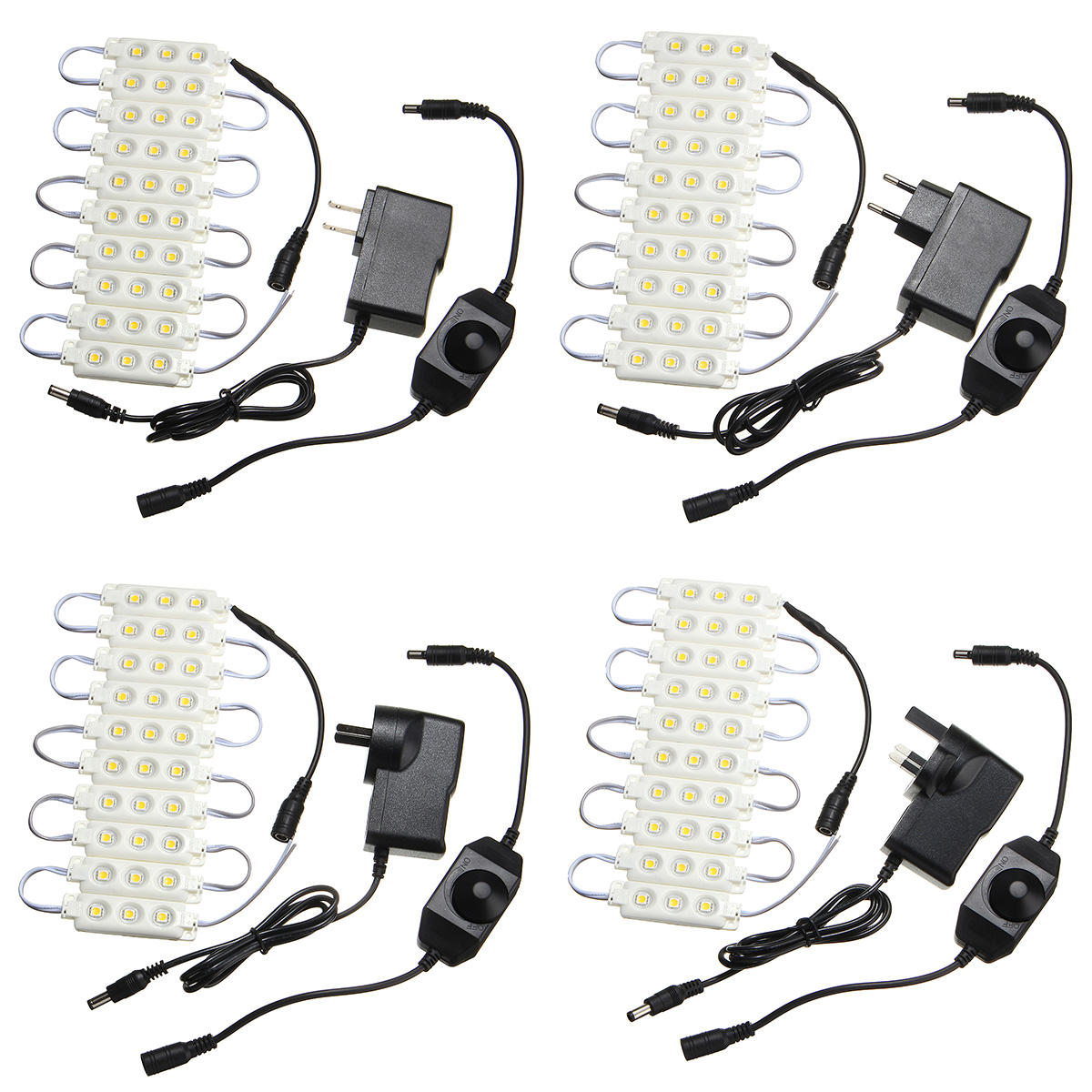 1.5M Waterproof Warm White LED Strip Light Kit SMD5050 for Mirror Signage Lamp + DC12V Adapter