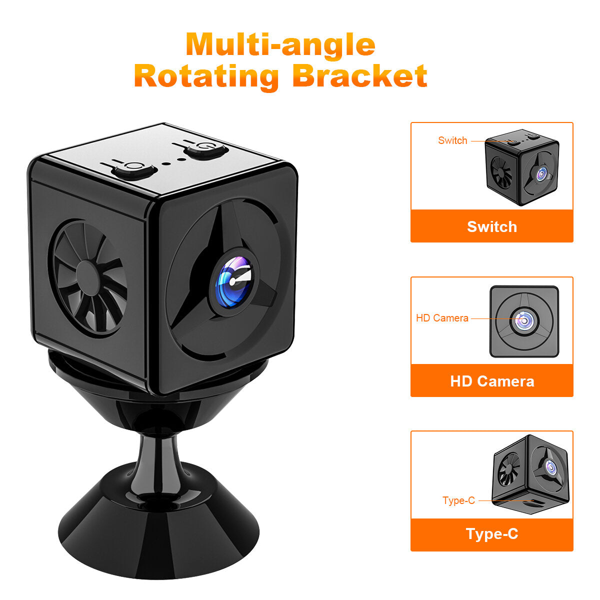 1080p HD Mini-WLAN-Kamera mit Nachtsicht, Bewegungserkennung, kabellosem Sicherheitsrekorder und Monitor