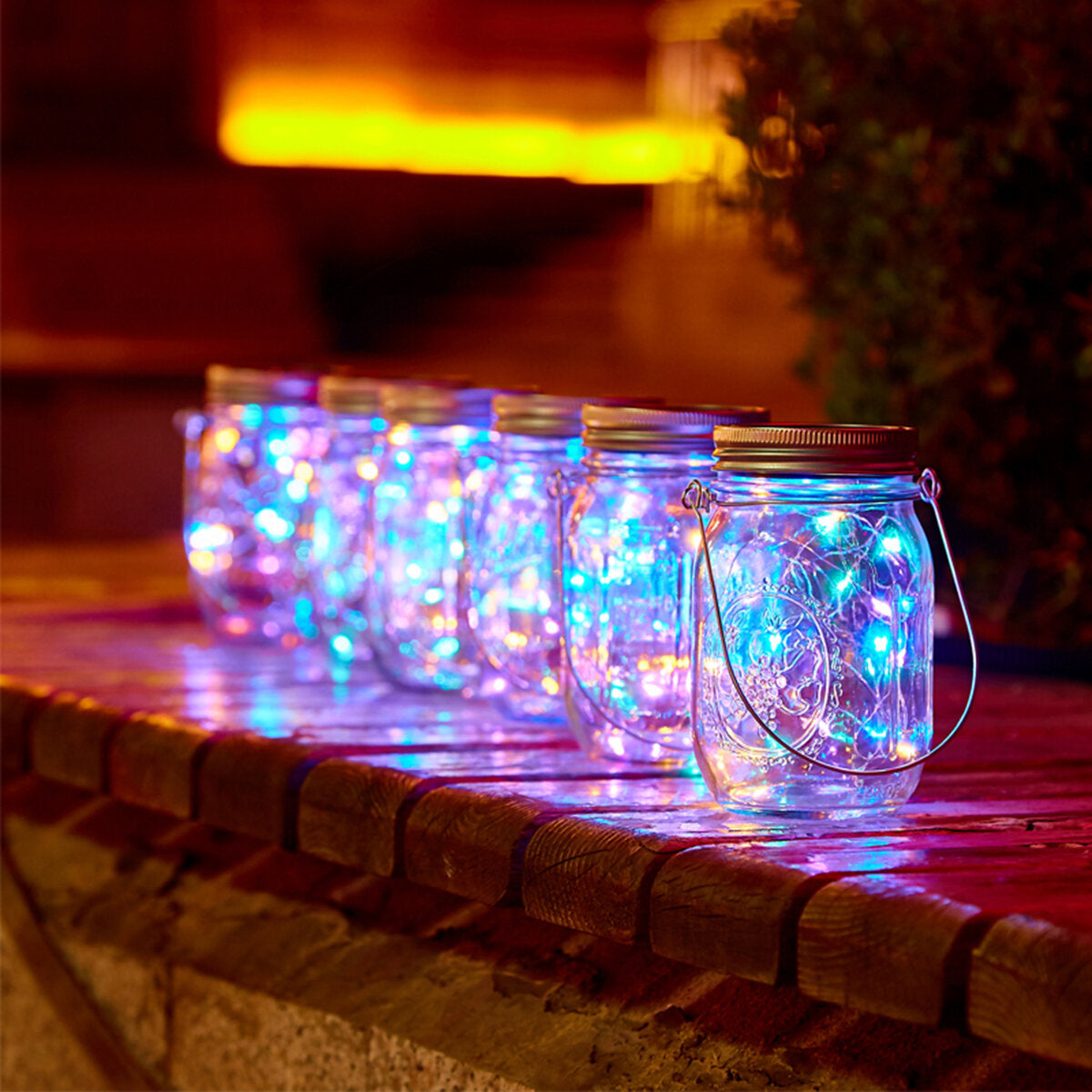 20 LED Solar String Lights - Mason Jar Lamps for Outdoor Garden Decor, Waterproof