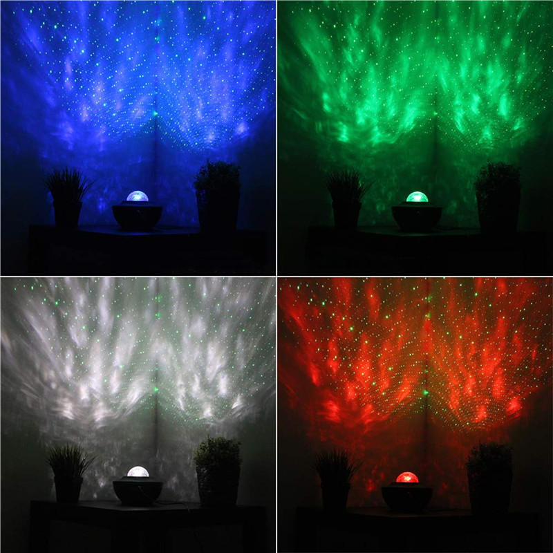 Multicolor Rotating LED Star Night Light Projector Lamp with Bluetooth Music and Remote Controller