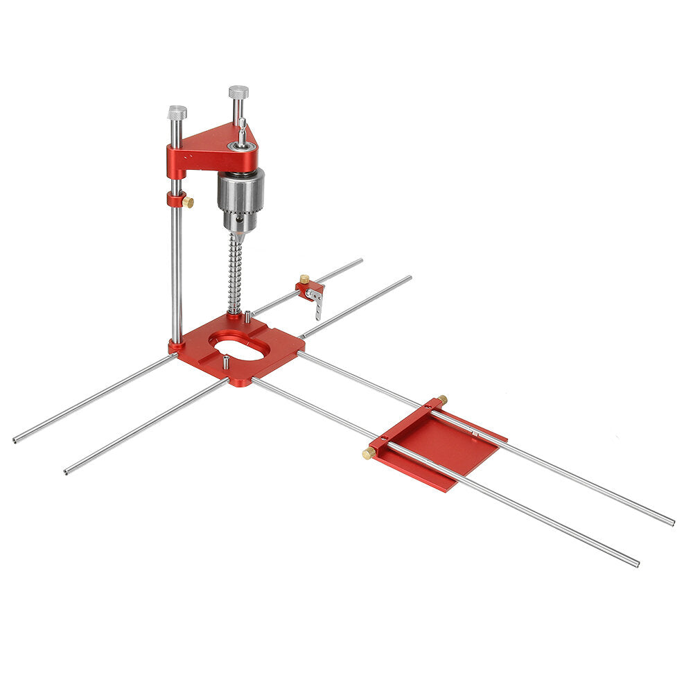 Upgraded All Aluminum Alloy Adjustable Woodworking Drill Locator Guide With 8pcs Extension Rods Flip Stops and Wrench For Positioning Tools Hole Drill