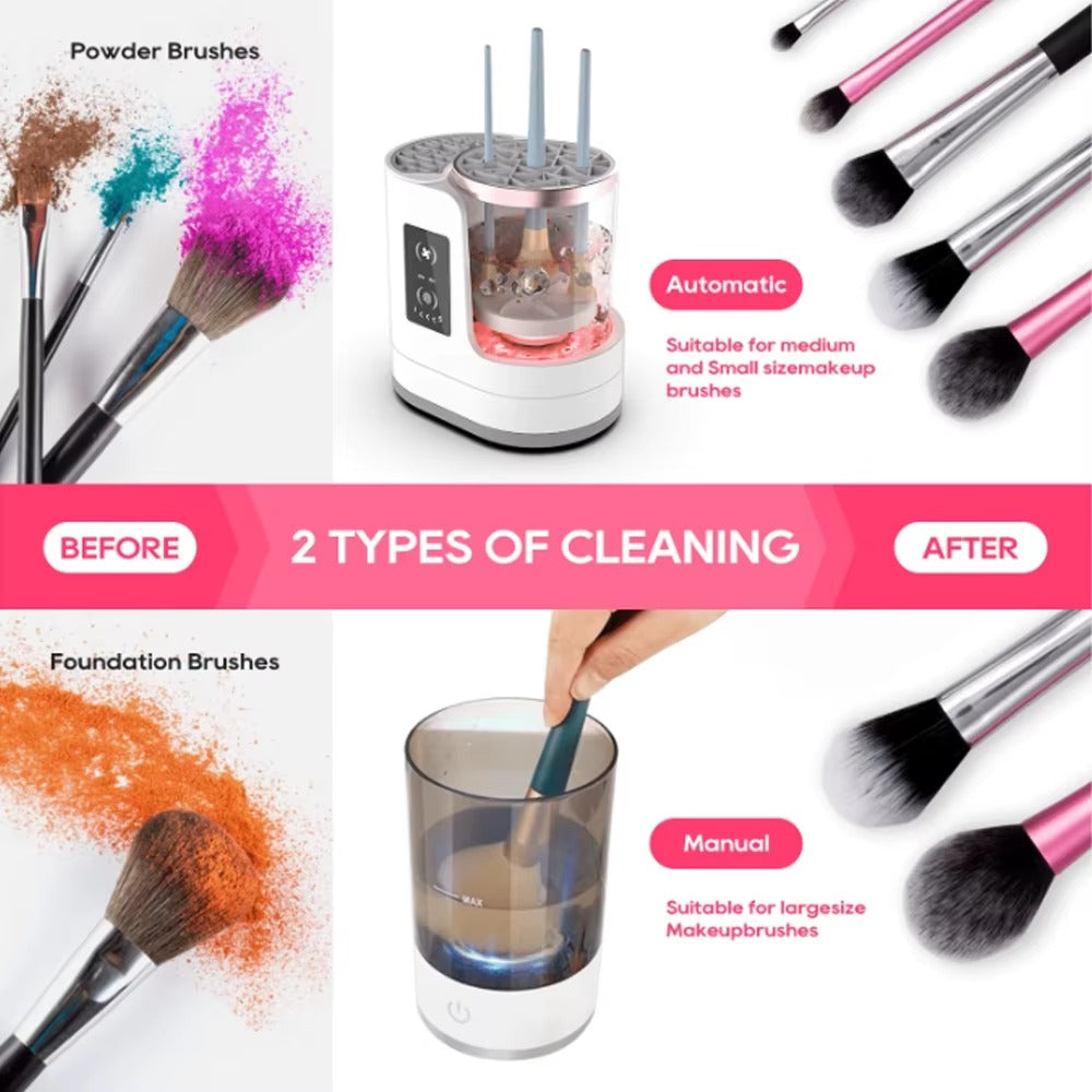 Electric Makeup Brush Cleaner, 3-in-1 Auto Clean & Dry, 5-Min Quick Clean System