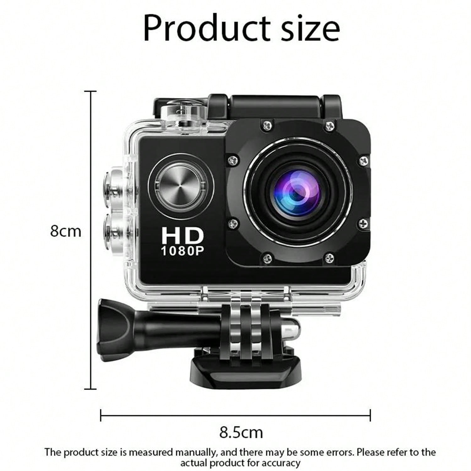 HD Mini Action Camera - 2.0" Screen, 30m Waterproof, Sports & Underwater Recording Device