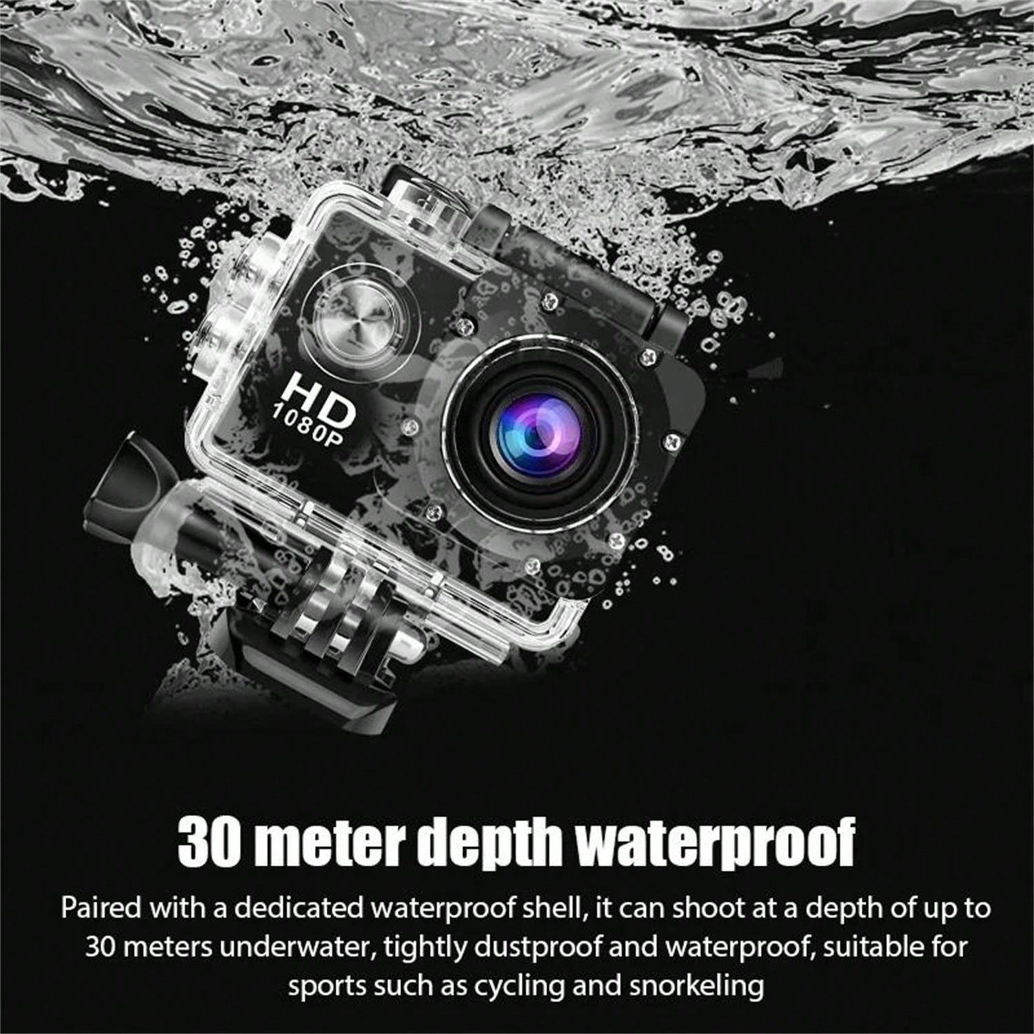 HD Mini Action Camera - 2.0" Screen, 30m Waterproof, Sports & Underwater Recording Device