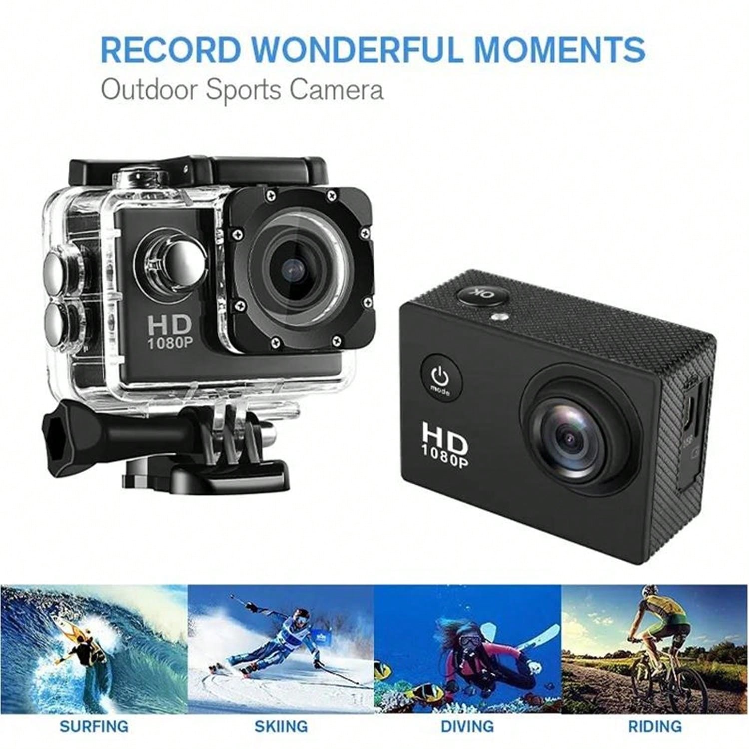 HD Mini Action Camera - 2.0" Screen, 30m Waterproof, Sports & Underwater Recording Device