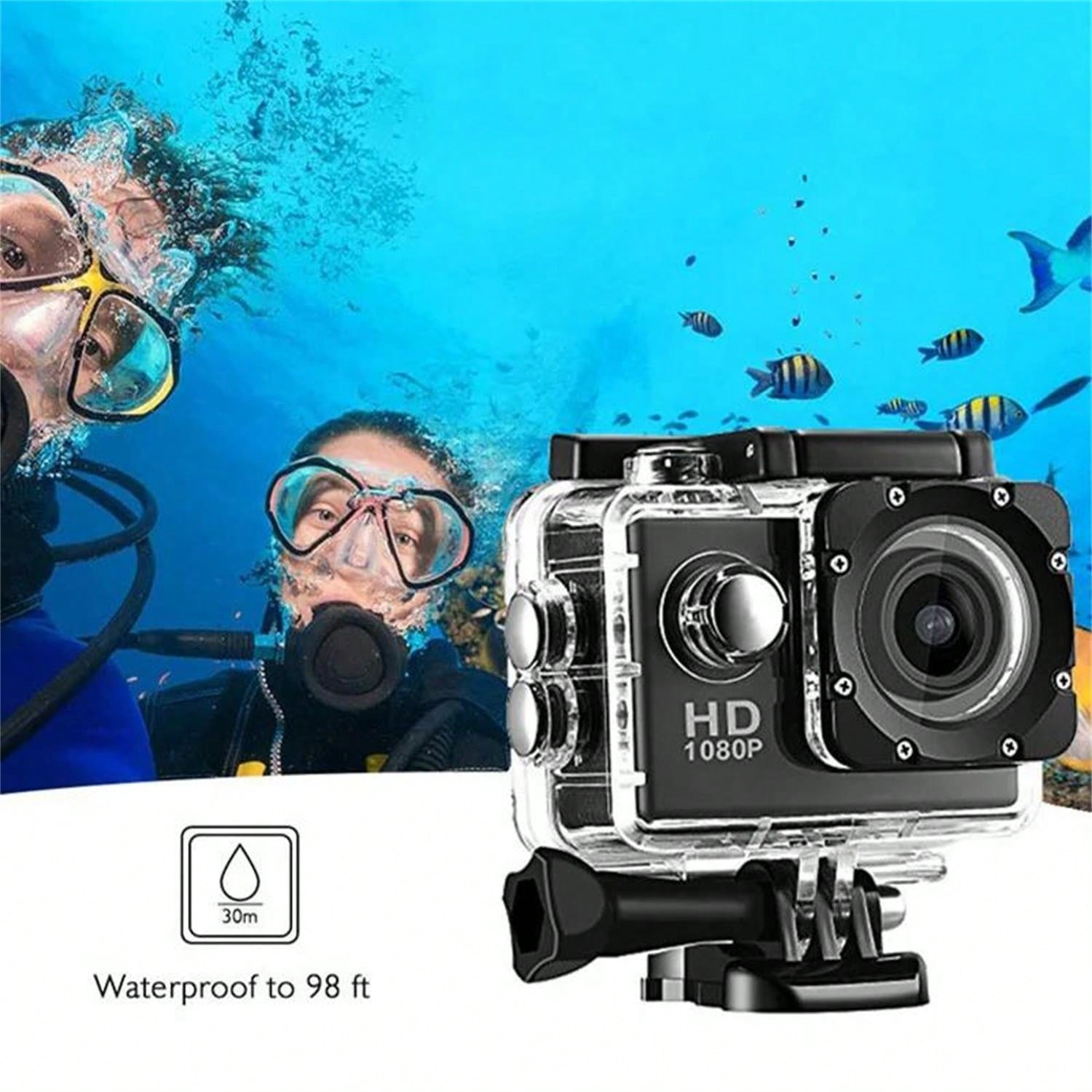 HD Mini Action Camera - 2.0" Screen, 30m Waterproof, Sports & Underwater Recording Device