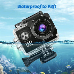 HD 1080P Sport Action Camera - 2" LCD, 5MP, 900mAh Battery, Waterproof, 140 Degree Wide Angle Lens