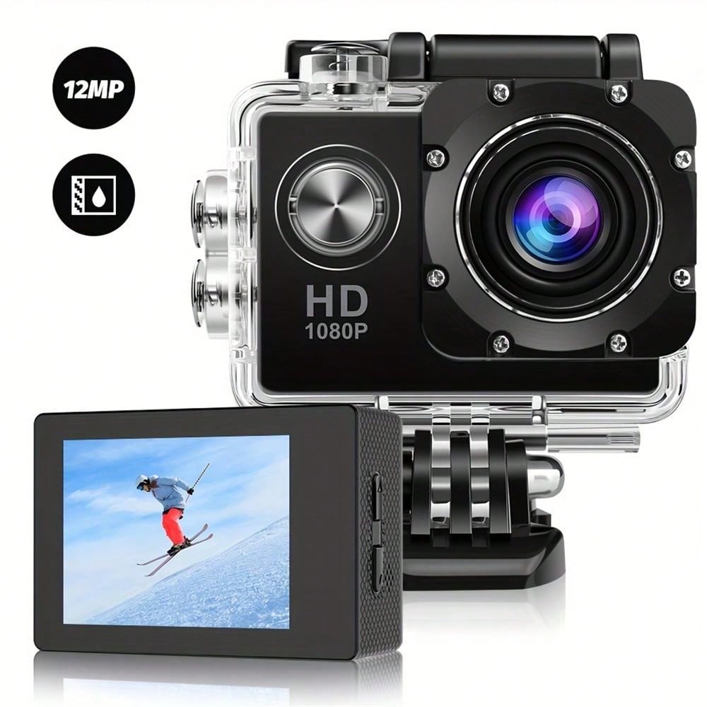 HD 1080P Sport-Actionkamera – 2-Zoll-LCD, 5 MP, 900 mAh Akku, wasserdicht, 140-Grad-Weitwinkelobjektiv