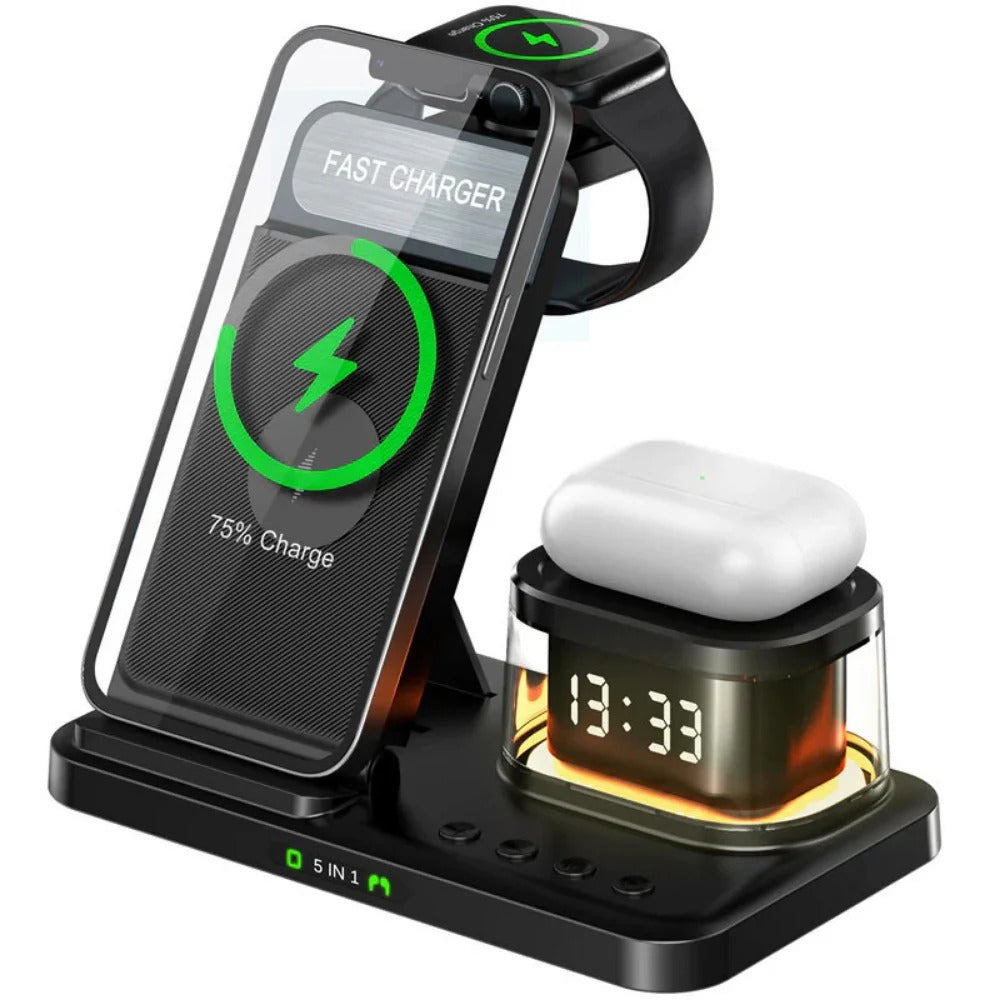 15W Fast Wireless Charger Stand for iPhone, Huawei, Xiaomi, Apple Watch, and AirPods