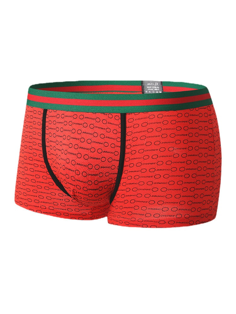 Atmungsaktive, dünne, U-konvexe Boxershorts für Herren aus Modal-Stretch mit Aufdruck