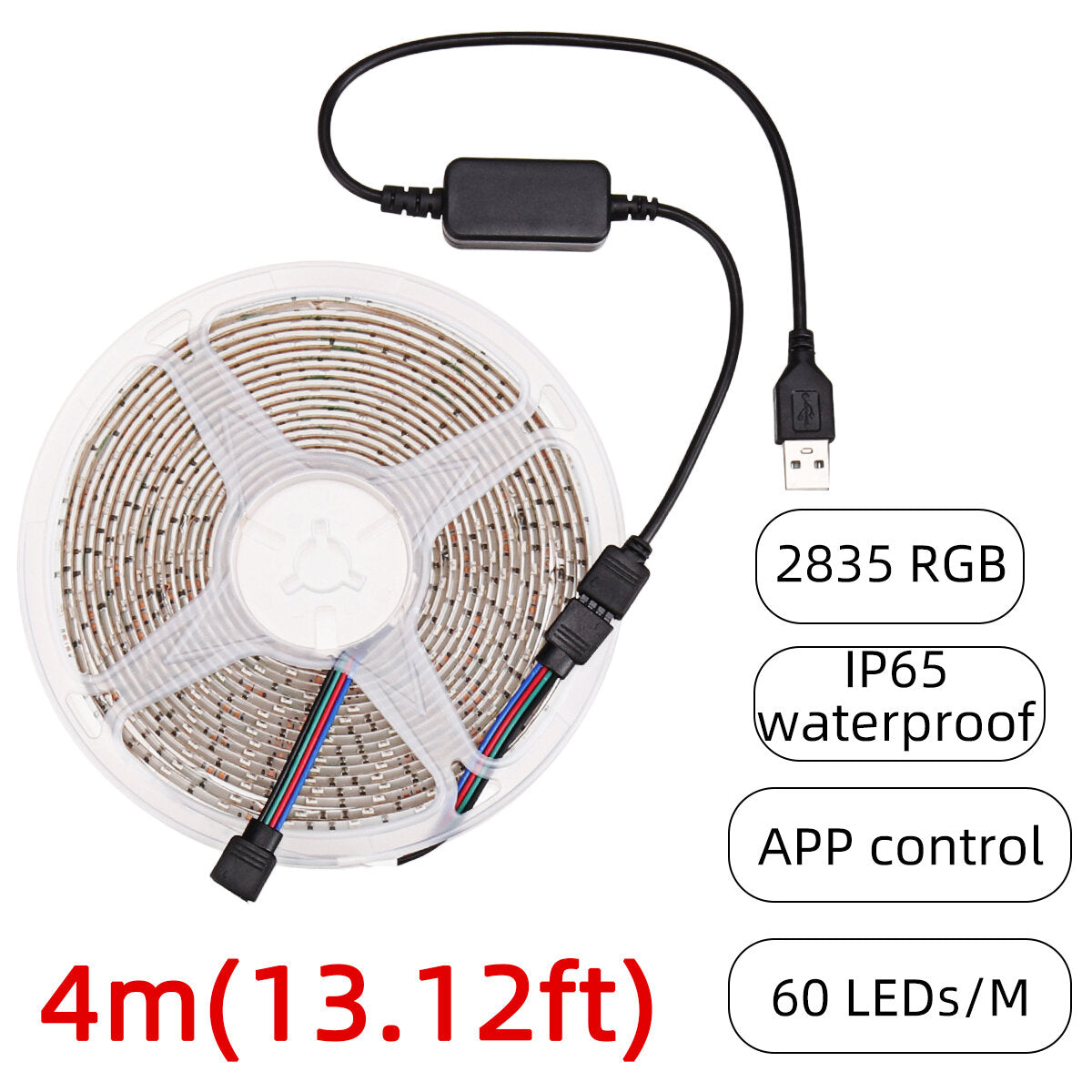 1-5M RGB LED Strip Lights, APP Control, IP65 Waterproof, TV Backlight, USB Powered