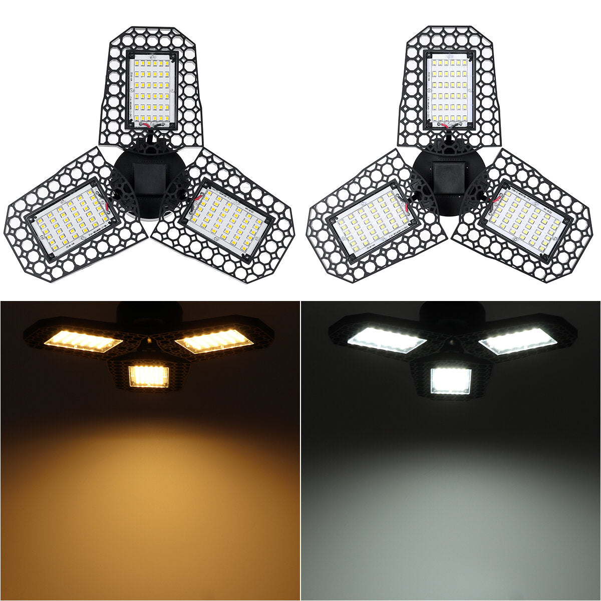 40W E27 Deformable LED Garage Light Bulb, Waterproof Foldable Ceiling Fixture, 108 LEDs, 85-265V Workshop Night Lamp