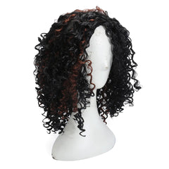 Deep Wavy Curly Lace Front Full Wig - Black Brown Hair