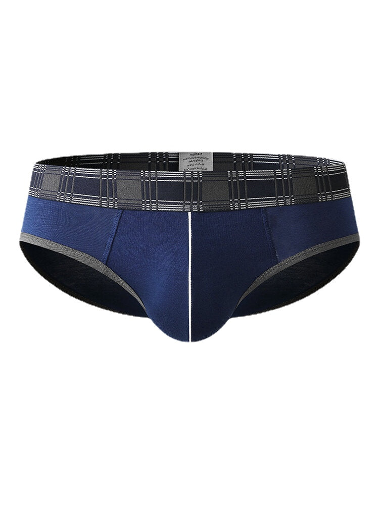 Herren-Unterwäsche aus Modal mit U-Pouch und Karomuster und elastischem Bund