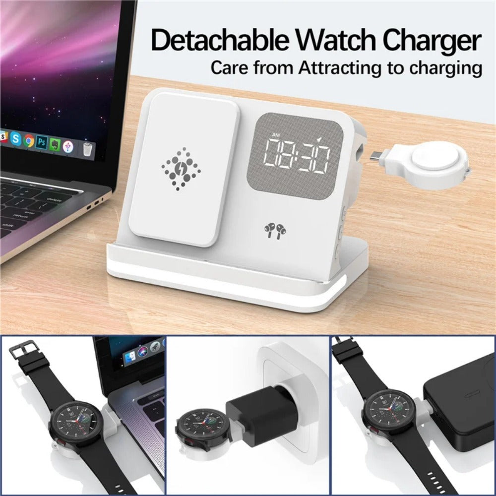 6-in-1 Wireless Charger Stand for iPhone, Samsung, Galaxy Watch, Buds - Fast Charging Station