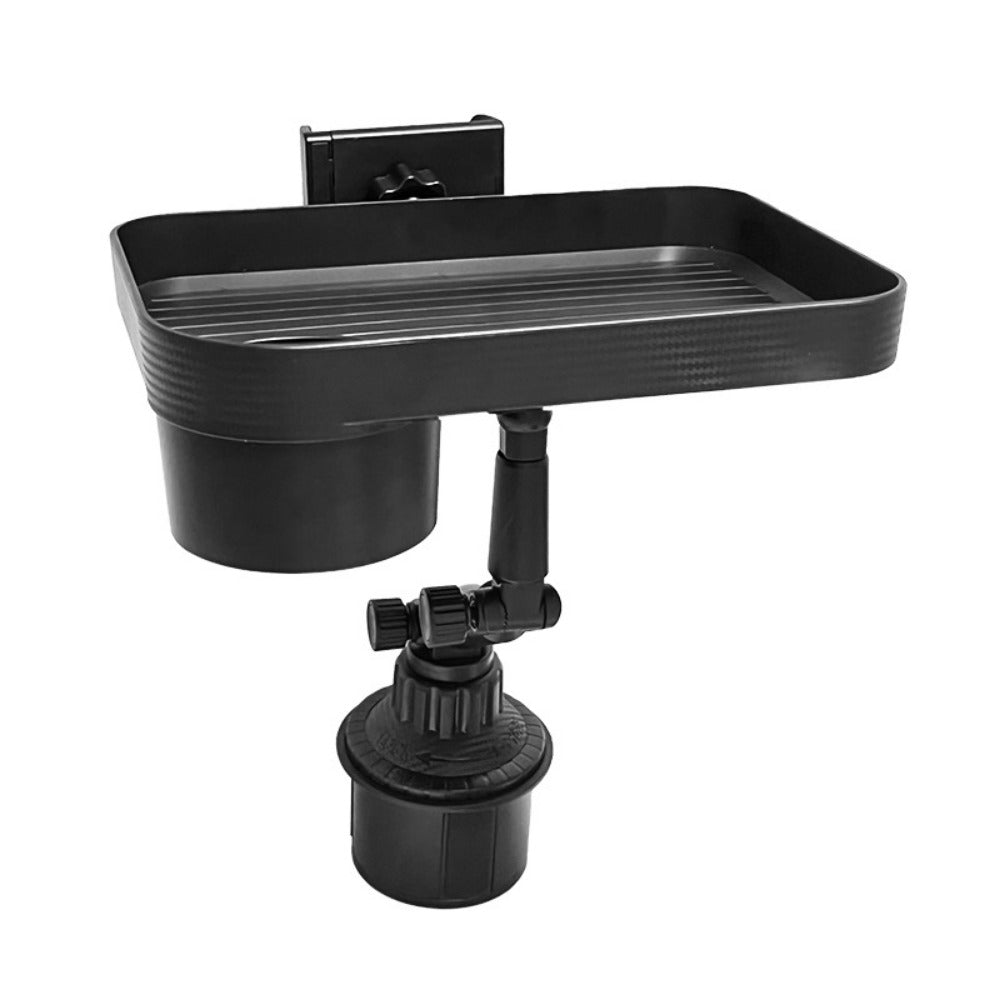 2-in-1 Car Food Tray Table with Detachable Cup Holder & 360 Degree Rotation for Drinks & Phone