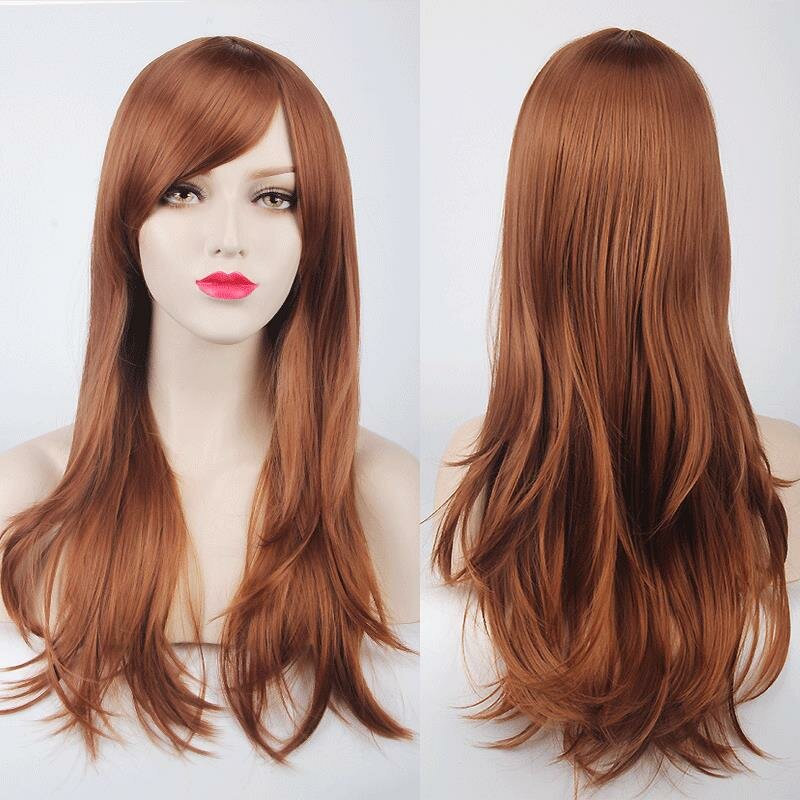 70CM Long Dark Purple Synthetic Cosplay Wig - High Temperature Fiber Hair Extensions for Women