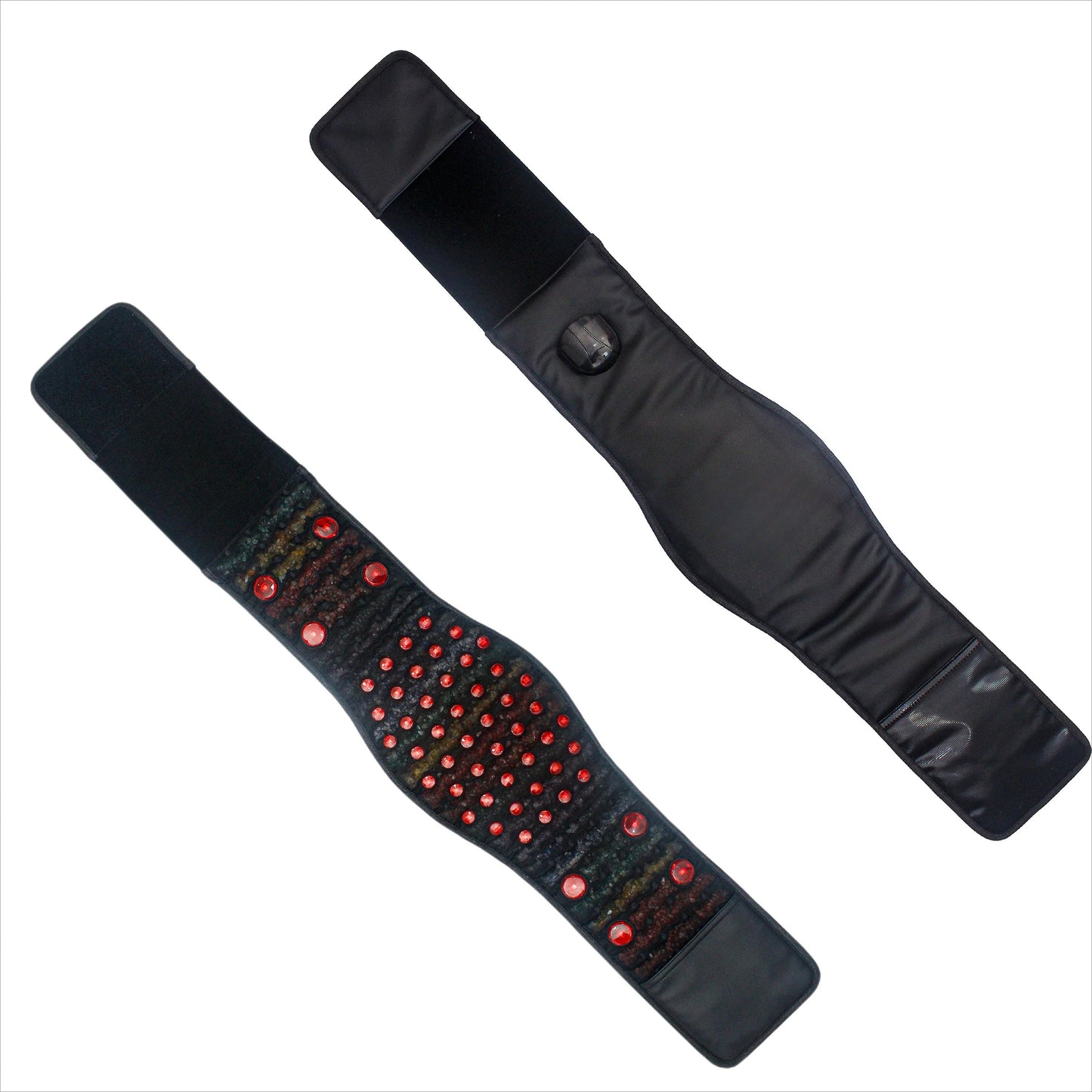 PEMF Infrared Waist Wrap Belt 24x140cm | Amethyst & 8 Crystal Gemstones | 54-LED Red Light 660nm/850nm | Heating Back Massage Belt