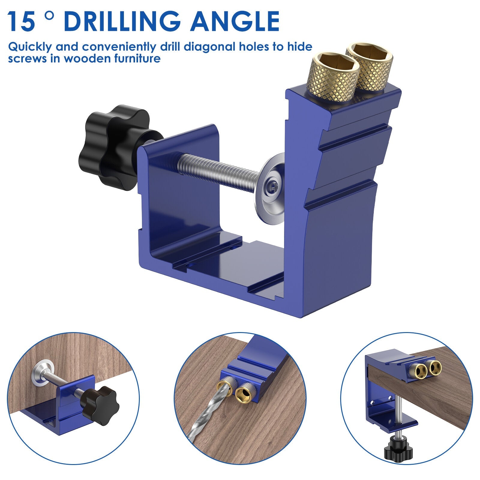 47 PCS Pocket Hole Jig Drill Locator Guide for Woodworking Angle Drilling Holes - Inclined Oblique Hole Positioner