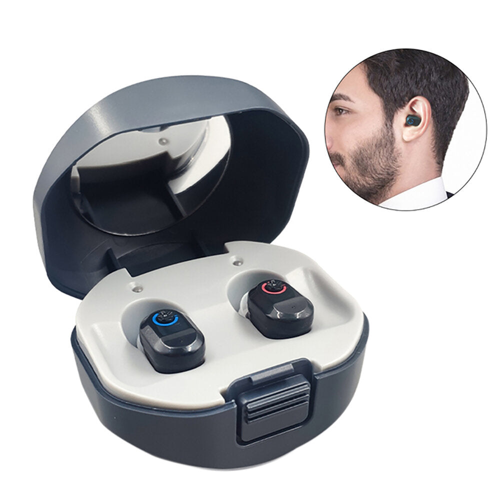 Rechargeable Lightweight Digital Hearing Aids with Charging Case - Invisible Hearing Amplifier for Elderly