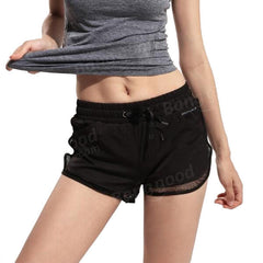 Women's Quick Dry Mesh Gym Shorts - Breathable Fitness Running Trousers with Lining